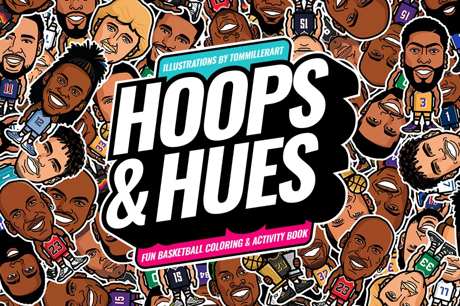 Hoops & Hues – fun basketball coloring and activity book cover